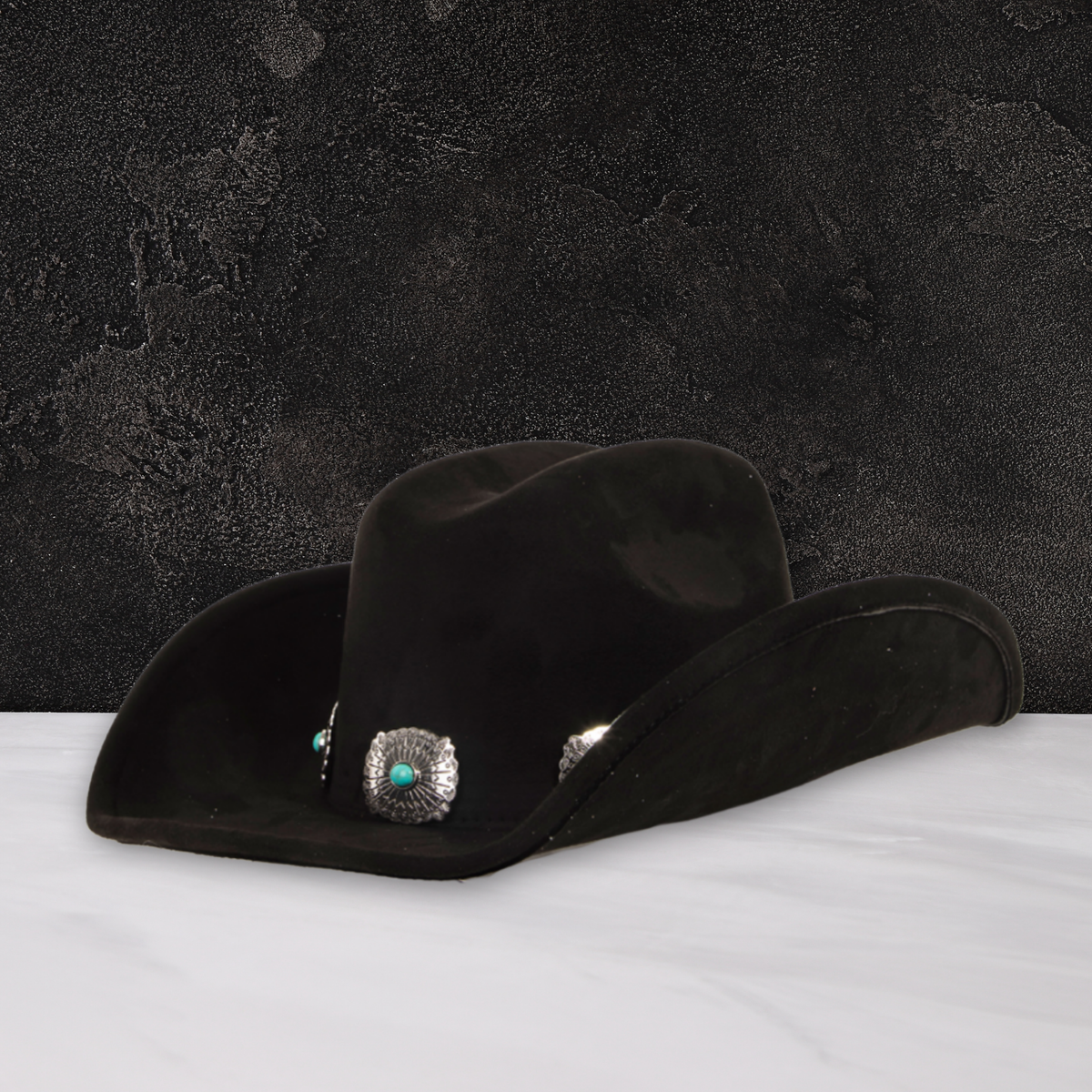 Black Velvet Cowboy Fedora Hat – Western Fedora with Silver 