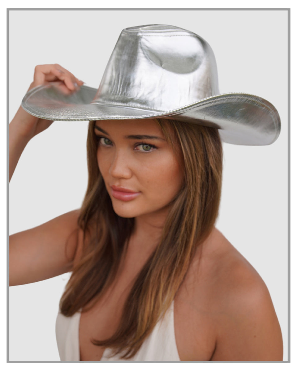 Metallic Silver Wide Brim Cowboy Hat | truthBlack display picture 2