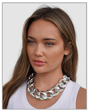 1.5" Thick Silver Chain Choker