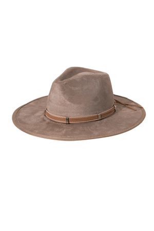 Beige Crushed Velvet Western Fedora Hat