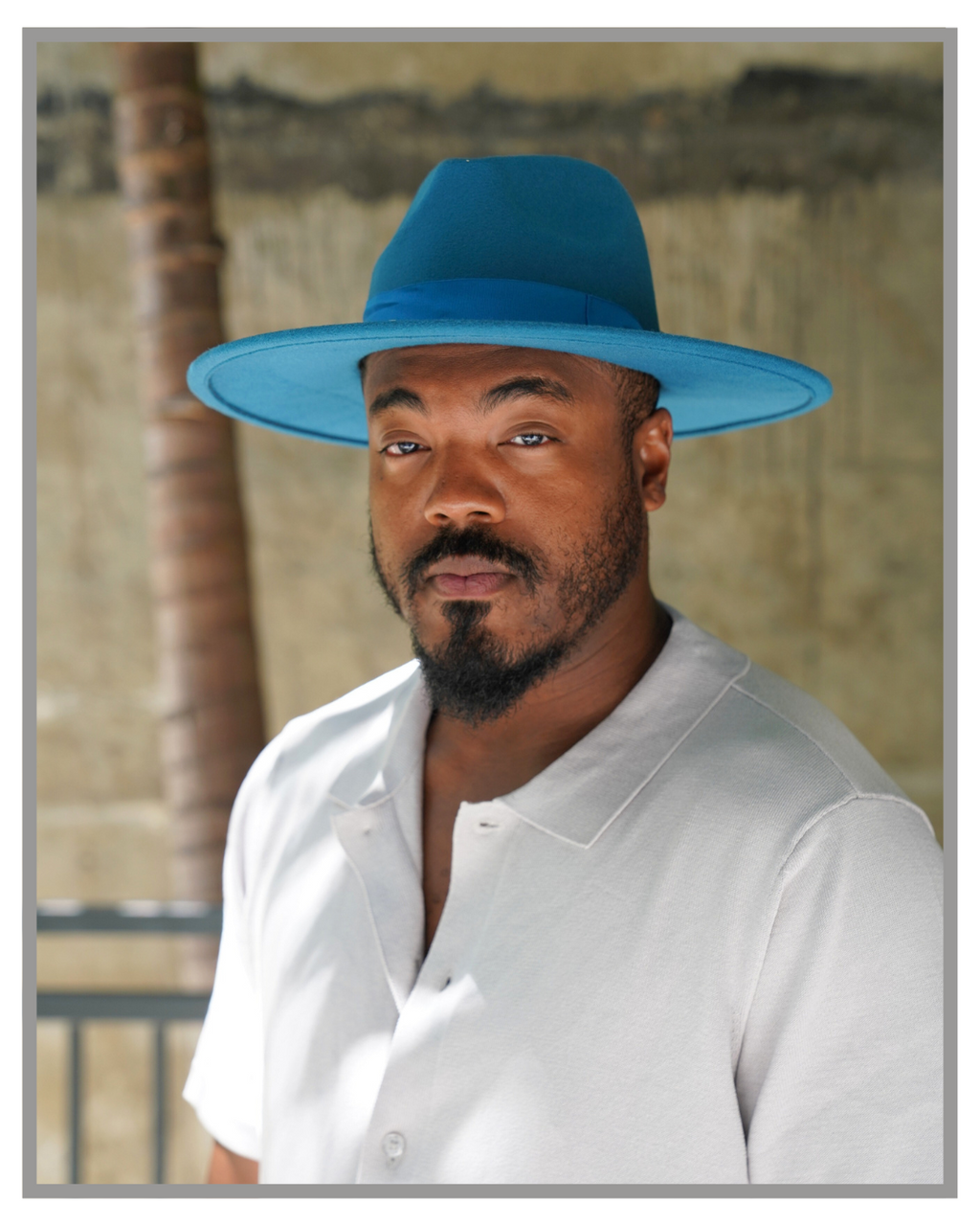 Wide Brim Aqua Blue Fedora with Ribbon Band for Men and Women