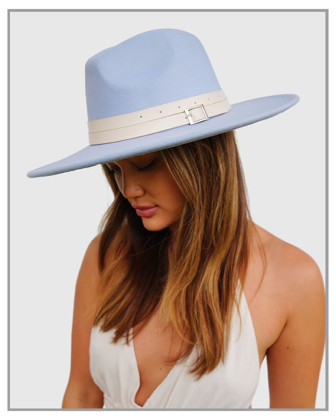 BAJIE Fedora Felt Hat Wide Brimmed Female Turban Blue Pearl Hat Babette- fedora hat for women-royal blue wool felt – Bronteshop main image 3