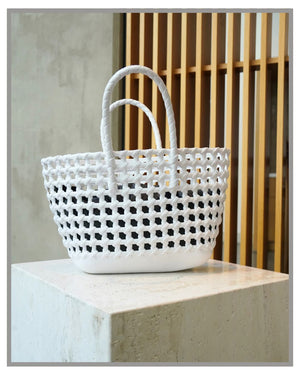White Woven Tote Bag – Handcrafted Lightweight Market and Beach Bag
