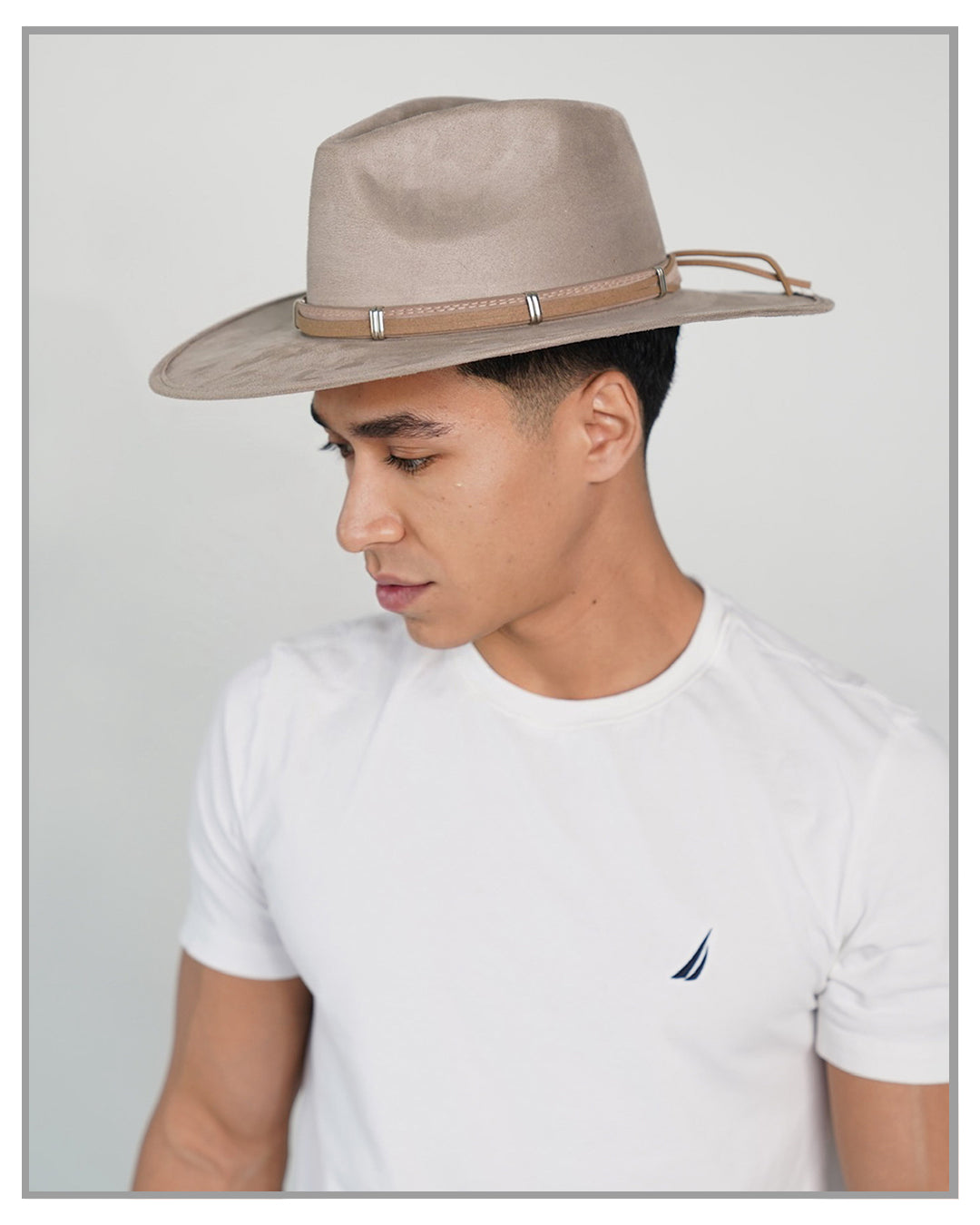 Beige Crushed Velvet Western Fedora Hat
