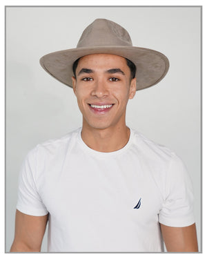 Beige Crushed Velvet Western Fedora Hat