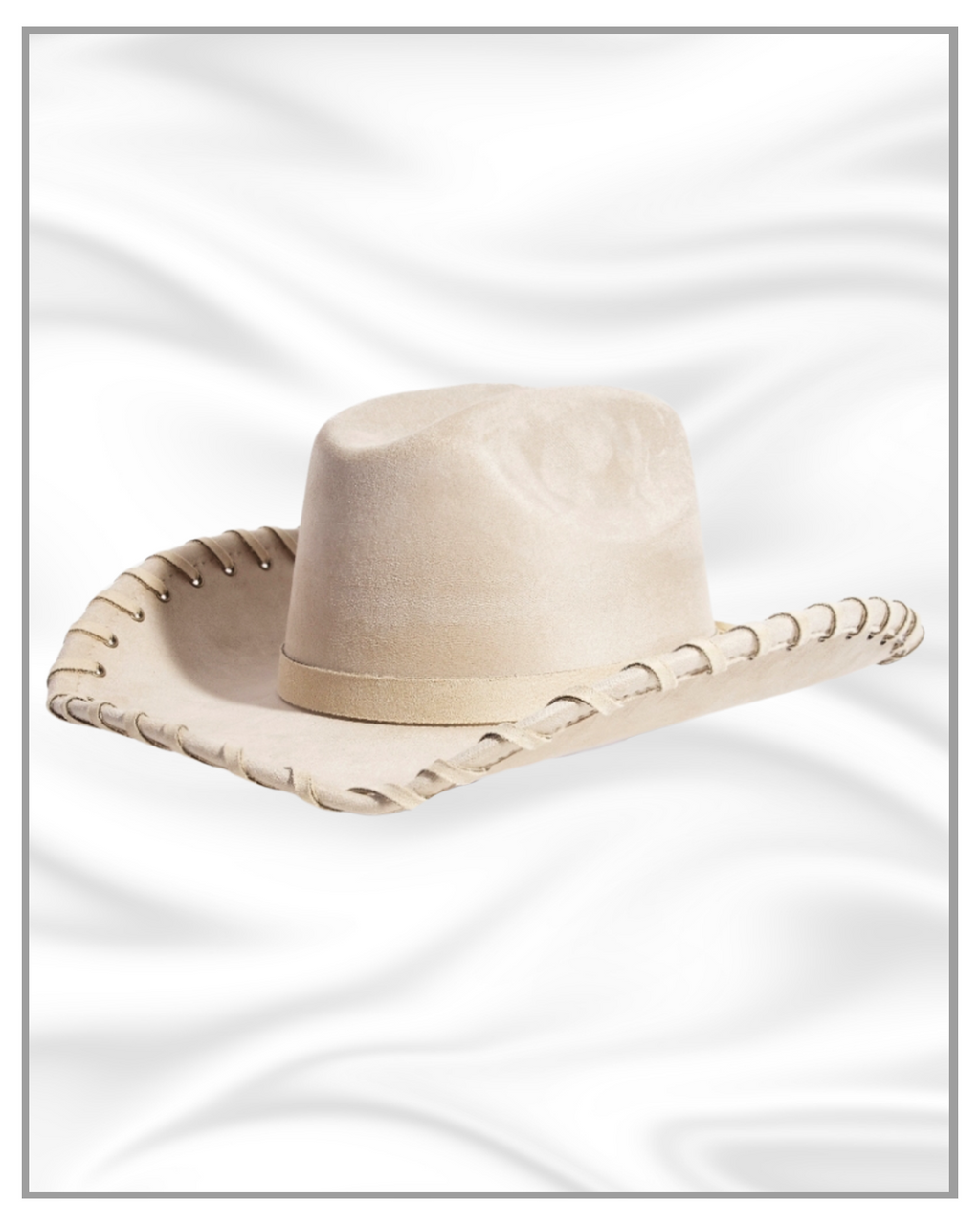 Beige Fedora Cowboy Hat with Looped Brim – Western Chic Unisex Statement Hat
