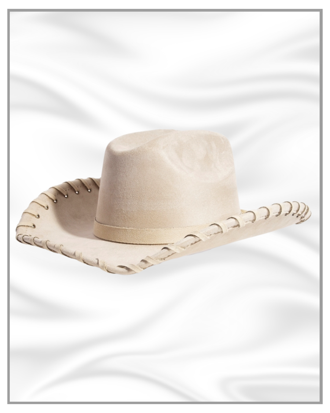 Beige Fedora Cowboy Hat with Looped Brim – Western Chic Unisex Statement Hat
