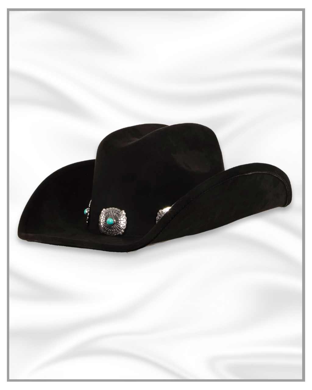 Black Velvet Cowboy Fedora Hat – Western Fedora with Silver Stud Accents | Unisex Luxe Rodeo Hat