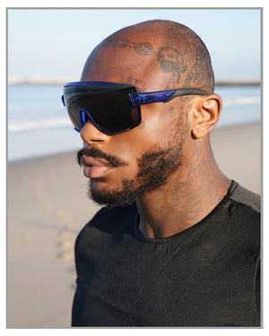 Blue Maxi Frame Mono Lens Shades