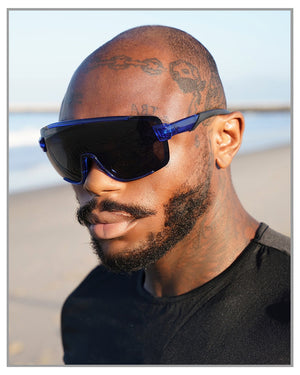 Blue Maxi Frame Mono Lens Shades