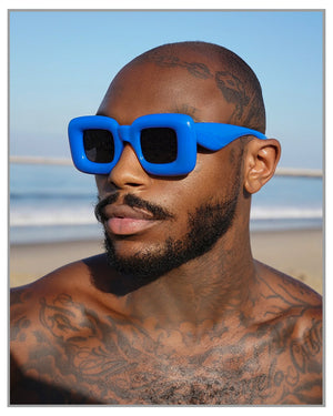 Blue Puffed Retro Shades