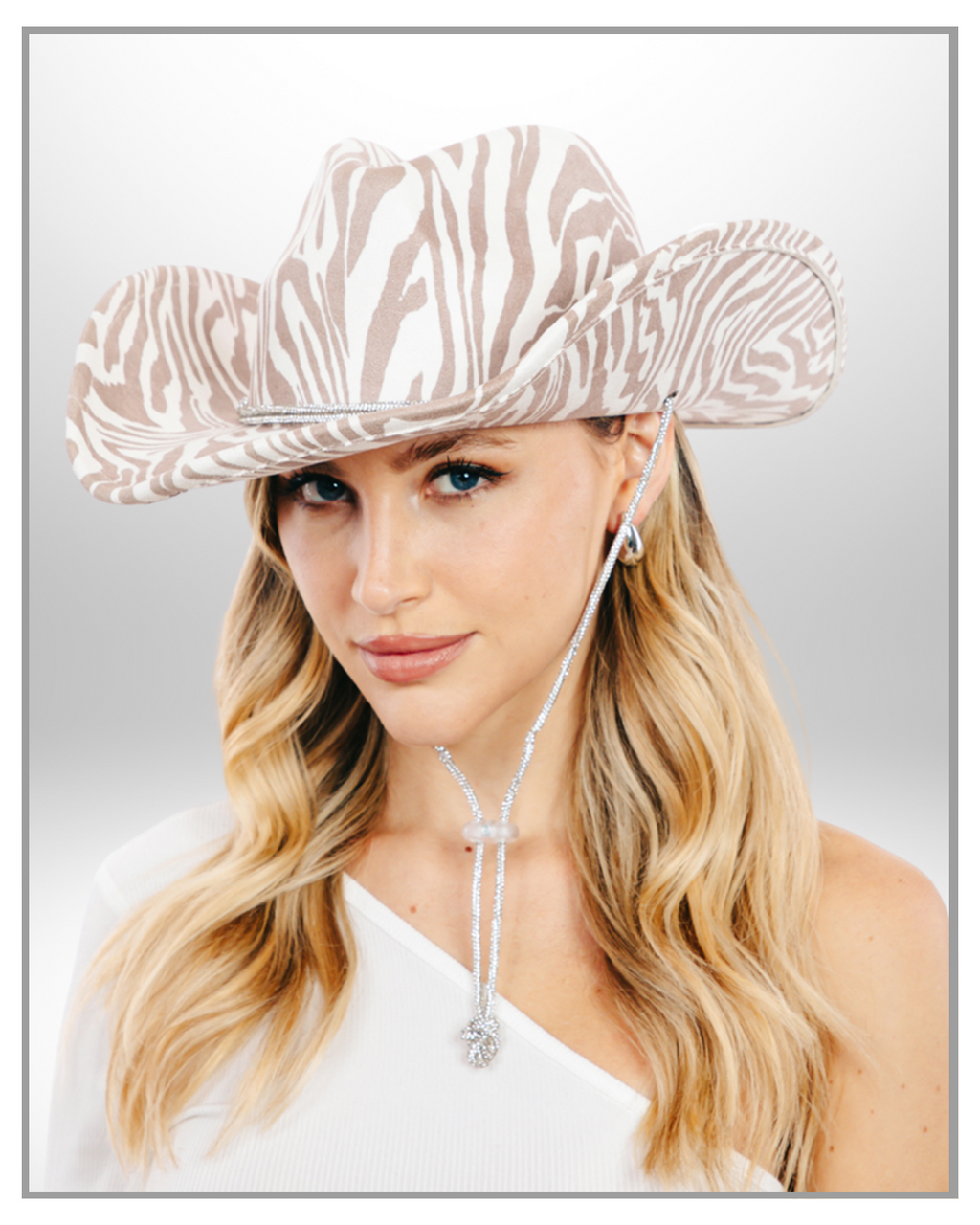 Brown and White Zebra Print Western Cowboy Fedora Hat – Statement Hat | Bold Animal Print Cowgirl Style