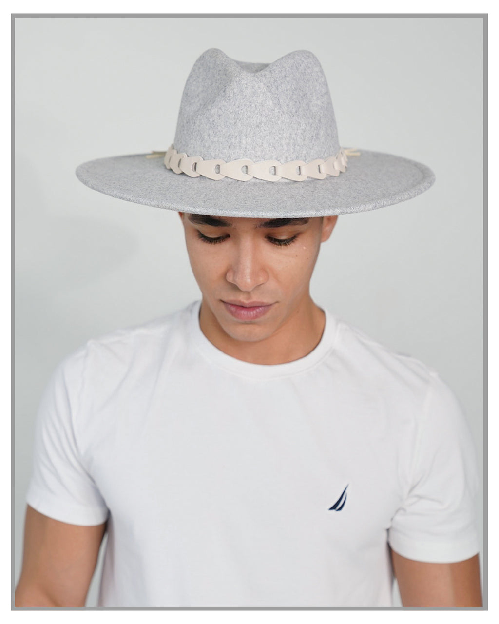 Chic Gray Fedora with Leather Strap
