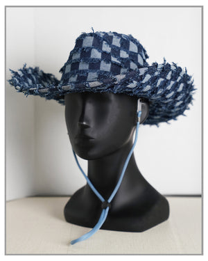 Cowboy Denim Blue Checkered Hat