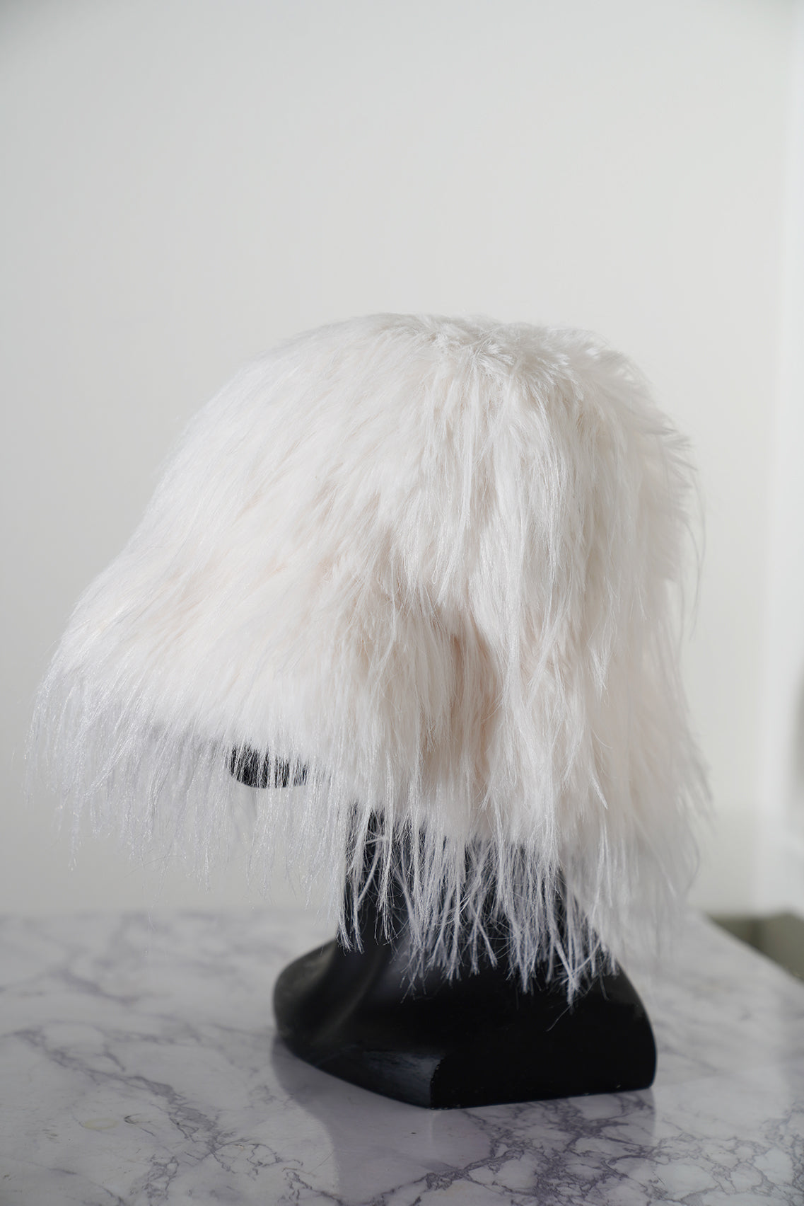 Faux Fur White Bucket Hat