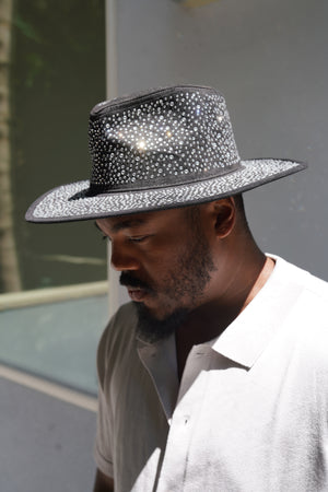 Black All Studded Fedora for Men and Women