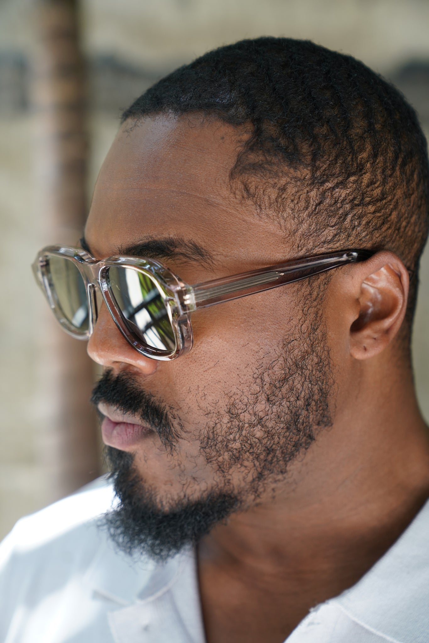 Vintage Brown Square Sunglasses – Retro Transparent Frame with Green Tinted Lenses