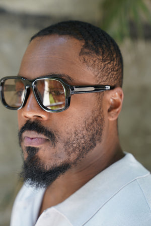 Vintage Black Square Sunglasses – Retro Transparent Frame with Brown Tinted Lenses (Copy)