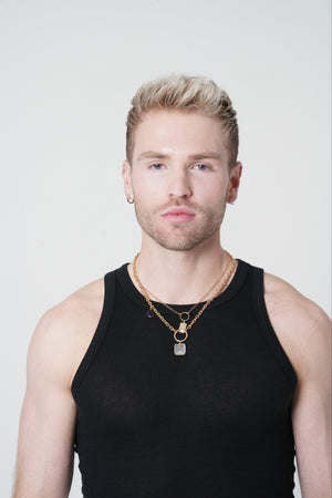 3 Layered Nathan Pendants Gold Chain Necklace