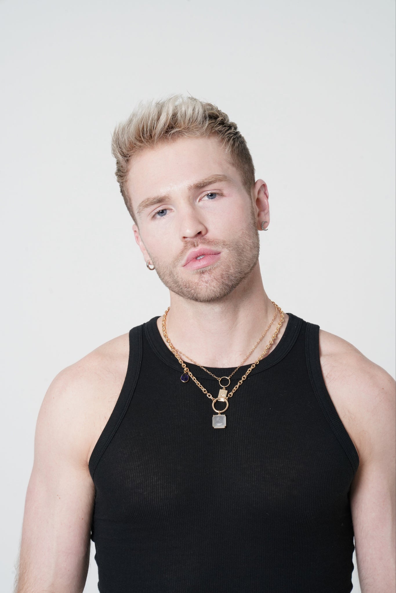 3 Layered Nathan Pendants Gold Chain Necklace