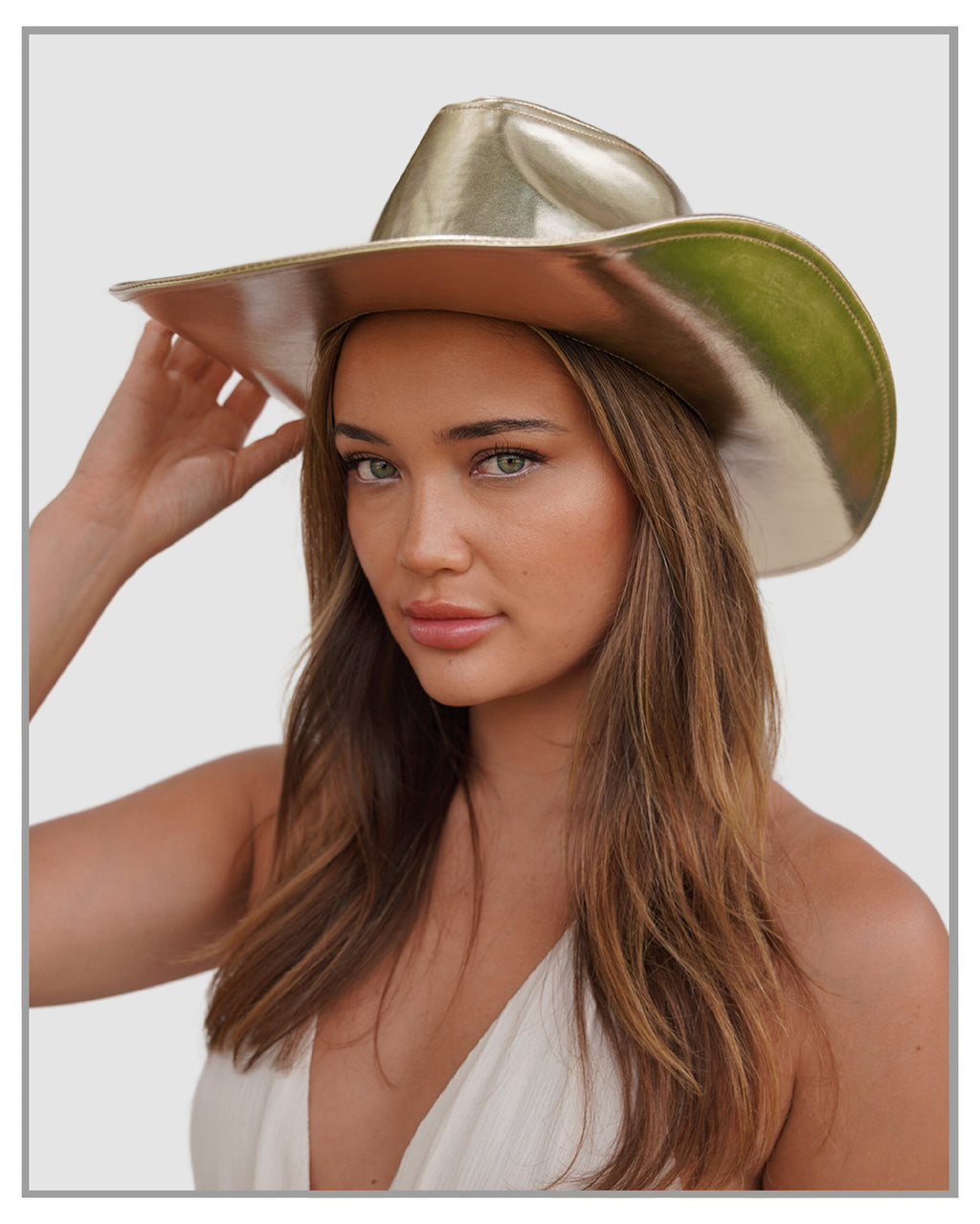 Metallic Gold Wide Brim Cowboy Hat