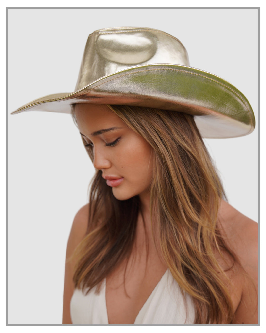 Metallic Gold Wide Brim Cowboy Hat