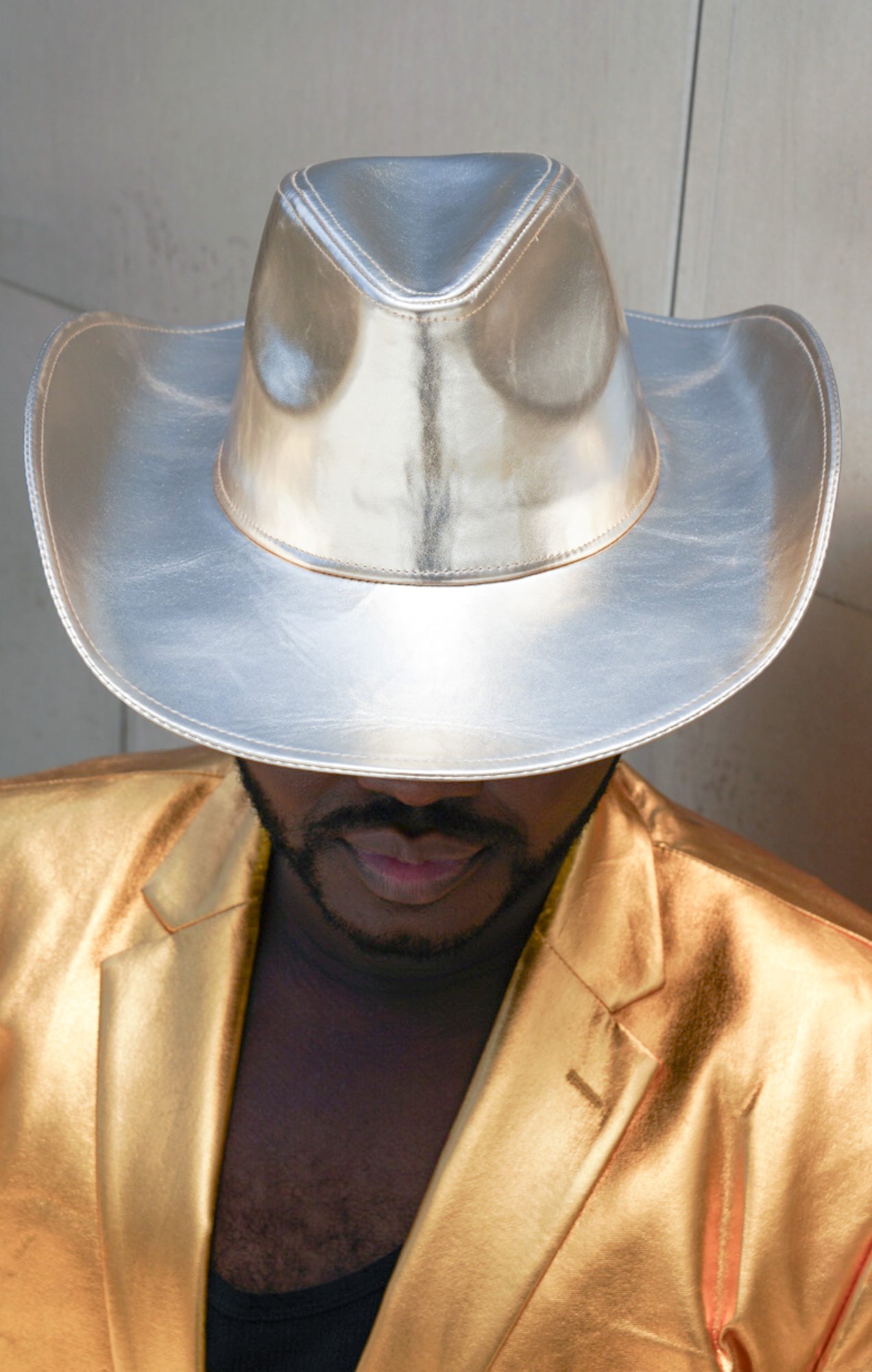 Metallic Gold Wide Brim Cowboy Hat