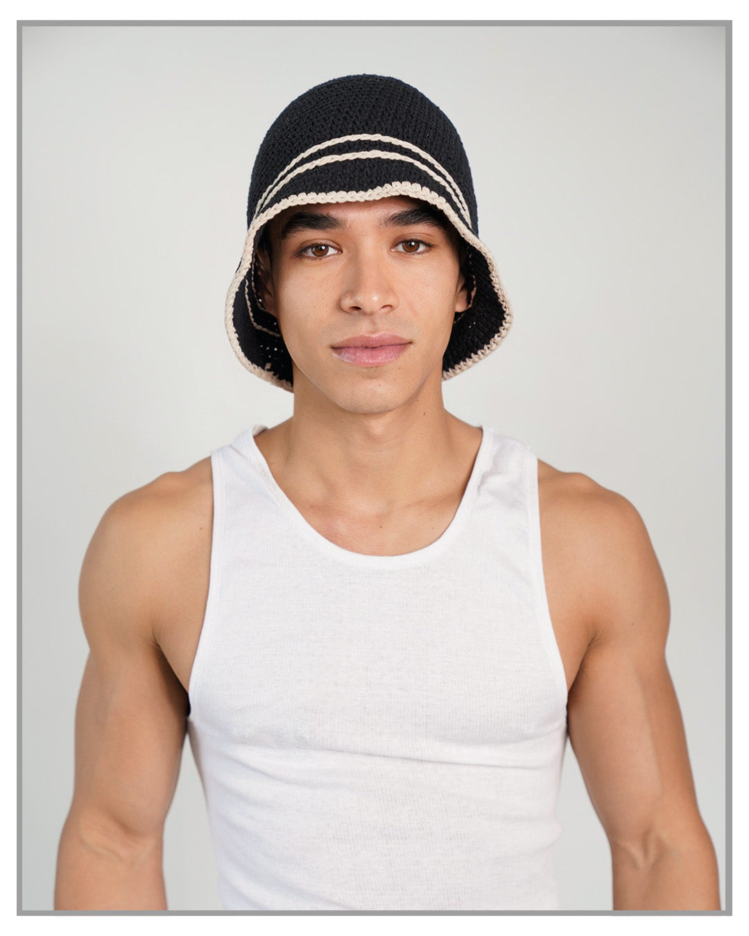 Monochrome Crochet Striped Beanie
