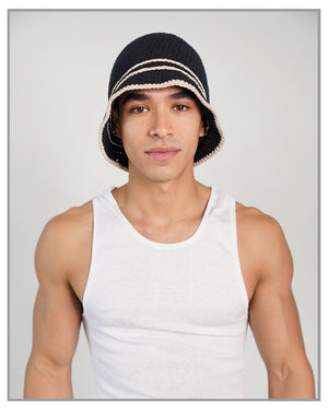 Monochrome Crochet Striped Beanie