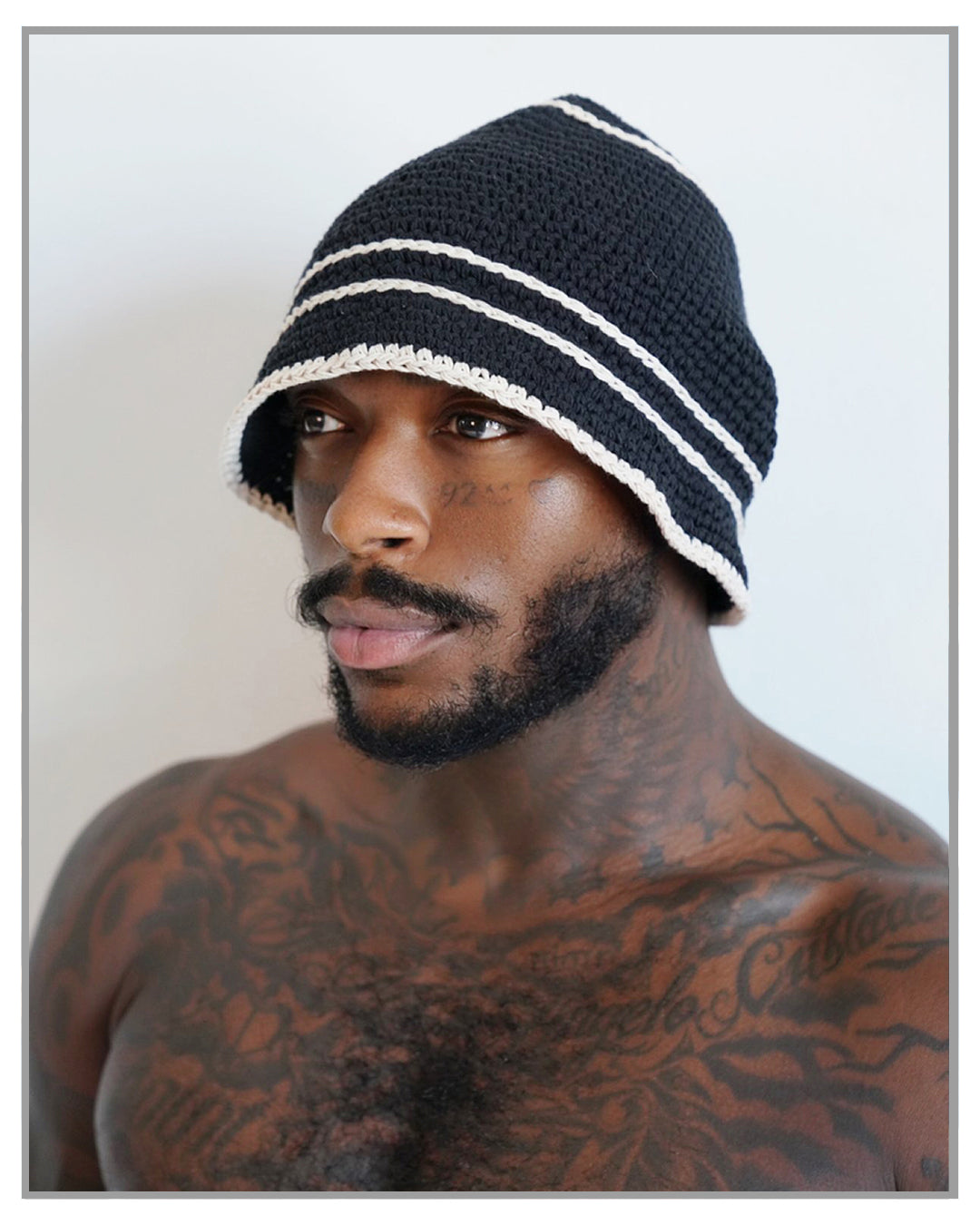 Monochrome Crochet Striped Beanie