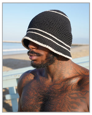 Monochrome Crochet Striped Beanie