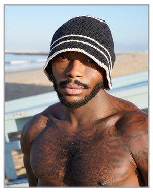 Monochrome Crochet Striped Beanie