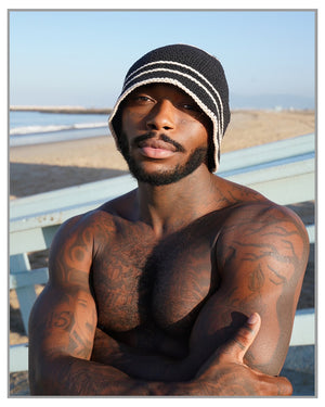 Monochrome Crochet Striped Beanie