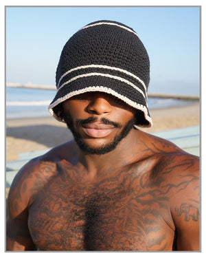 Monochrome Crochet Striped Beanie