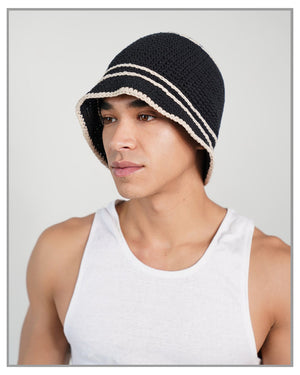 Monochrome Crochet Striped Beanie