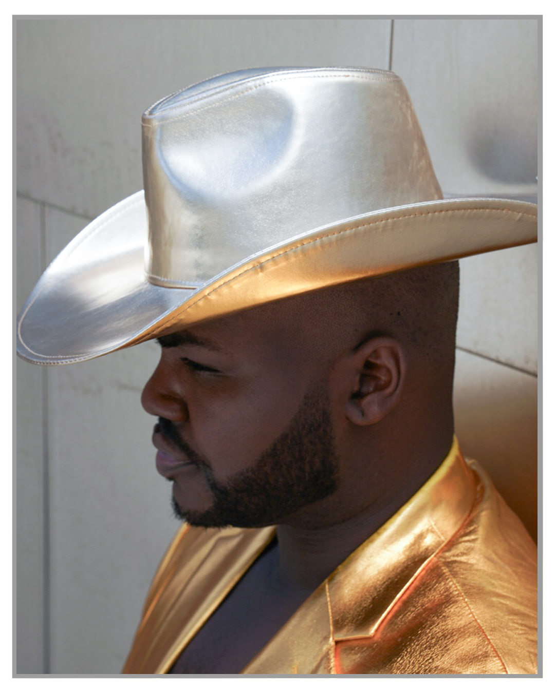 Metallic Gold Wide Brim Cowboy Hat