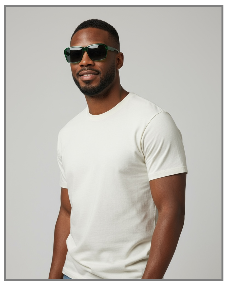 Retro Green Square Sunglasses | Unisex Oversized Shades | Vintage Transparent Frame UV400 Protection Eyewear