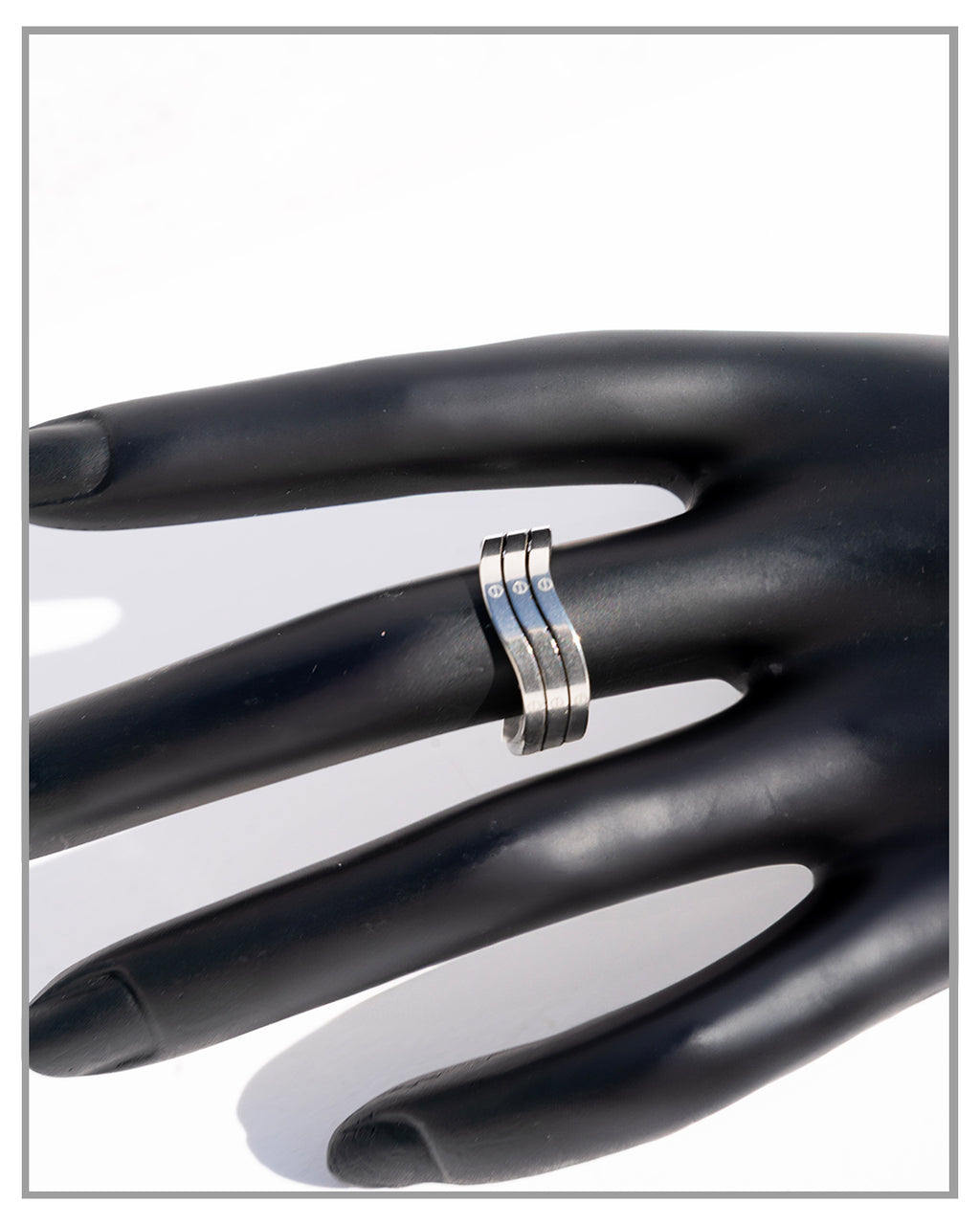Silver Adjustable Wavy Ring Stainless Steel