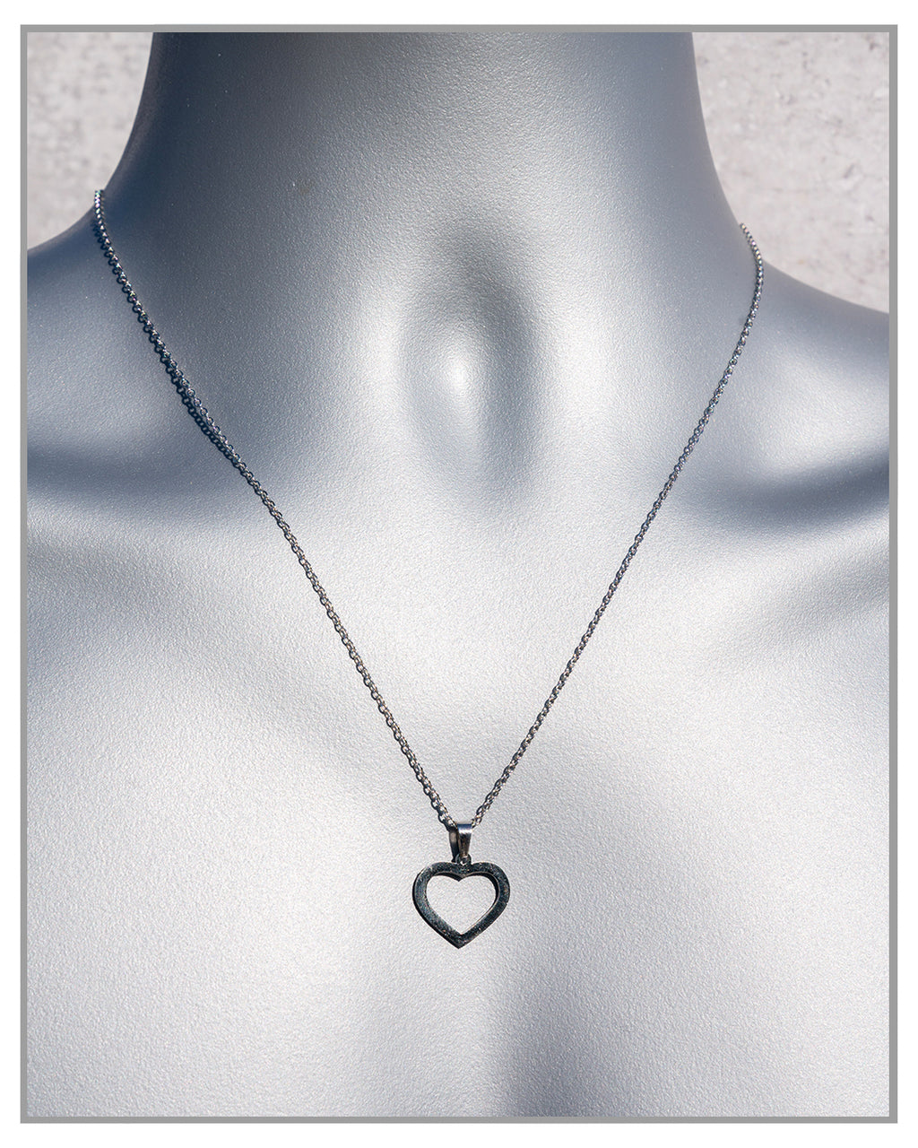 Silver Stainless Steel Heart Pendant Necklace Set, Men's Necklace, Dimensional Heart Pendant, Women's Jewelry, Romantic Jewelry, Woman's Necklace