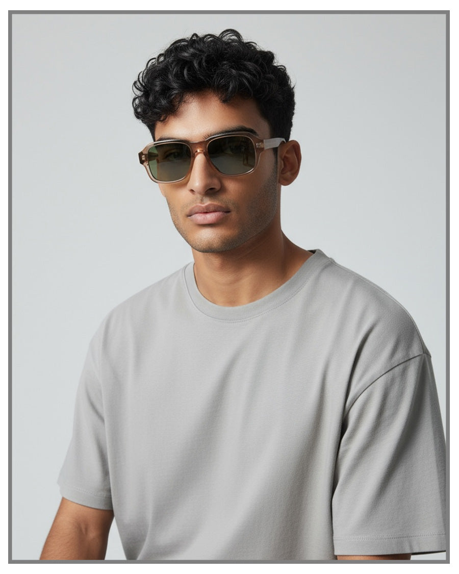 Classy Dusty Pink Aviator Square Sunglasses | Unisex Oversized Shades | Vintage Transparent Frame UV400 Protection Eyewear (Copy) (Copy)