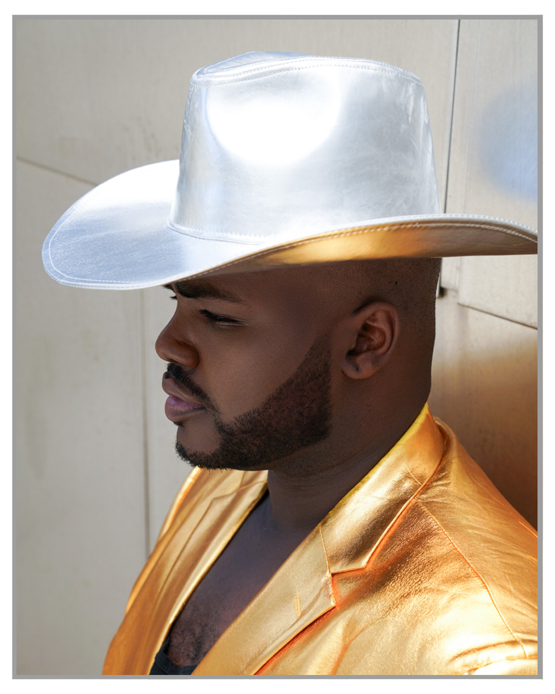 Metallic Silver Wide Brim Cowboy Hat