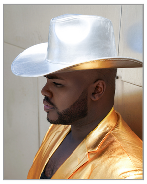 Metallic Silver Wide Brim Cowboy Hat