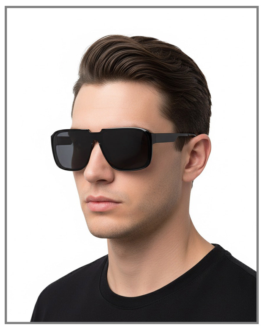 Retro Black Square Sunglasses | Unisex Oversized Shades  display picture 1
