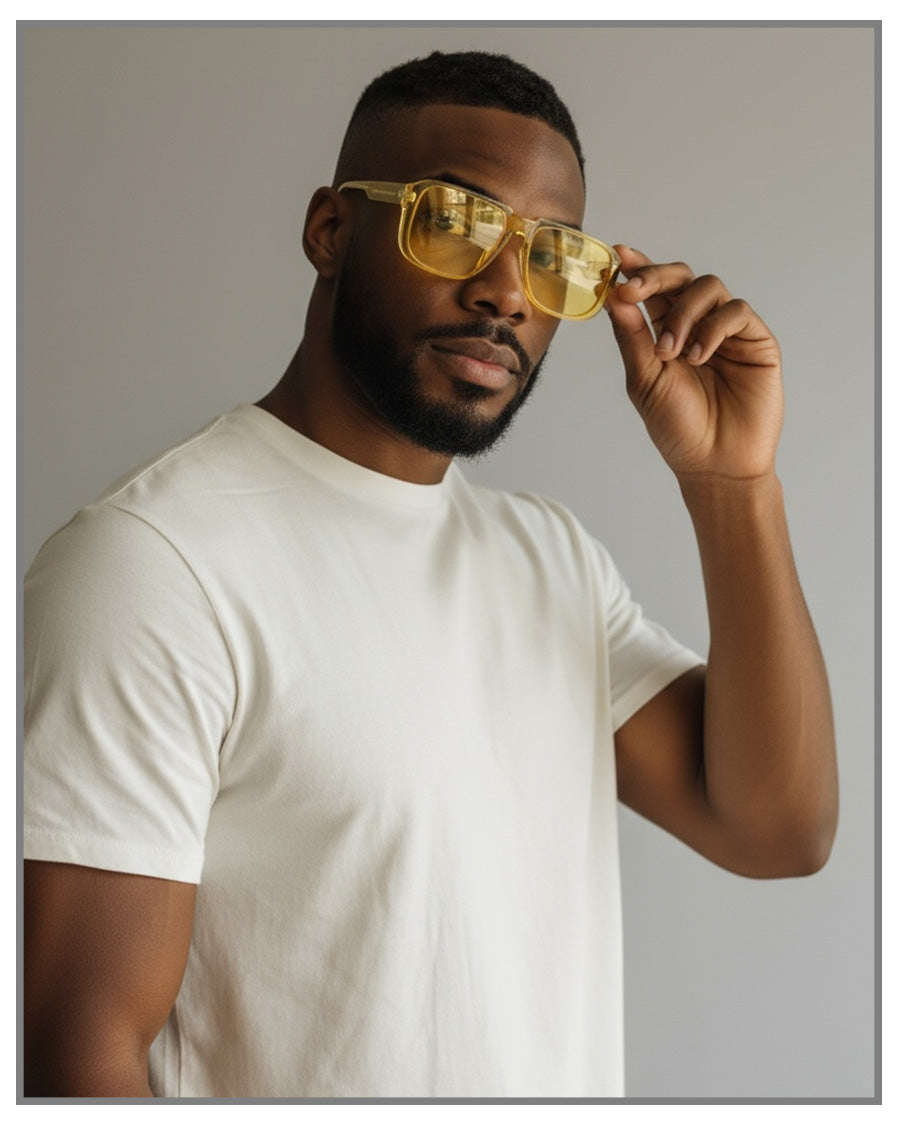 Retro Yellow Square Sunglasses | Unisex Oversized Shades | Vintage Transparent Frame UV400 Protection Eyewear (Copy) (Copy)