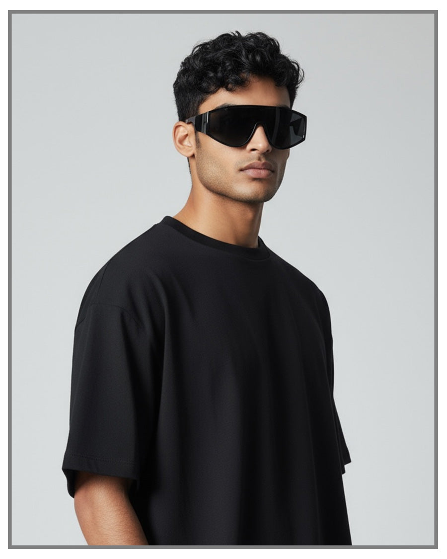 Black Futuristic Sunglasses | Unisex Wrap Shield Shades | Retro Y2K Sporty Goggles | UV400 Streetwear Eyewear (Copy)