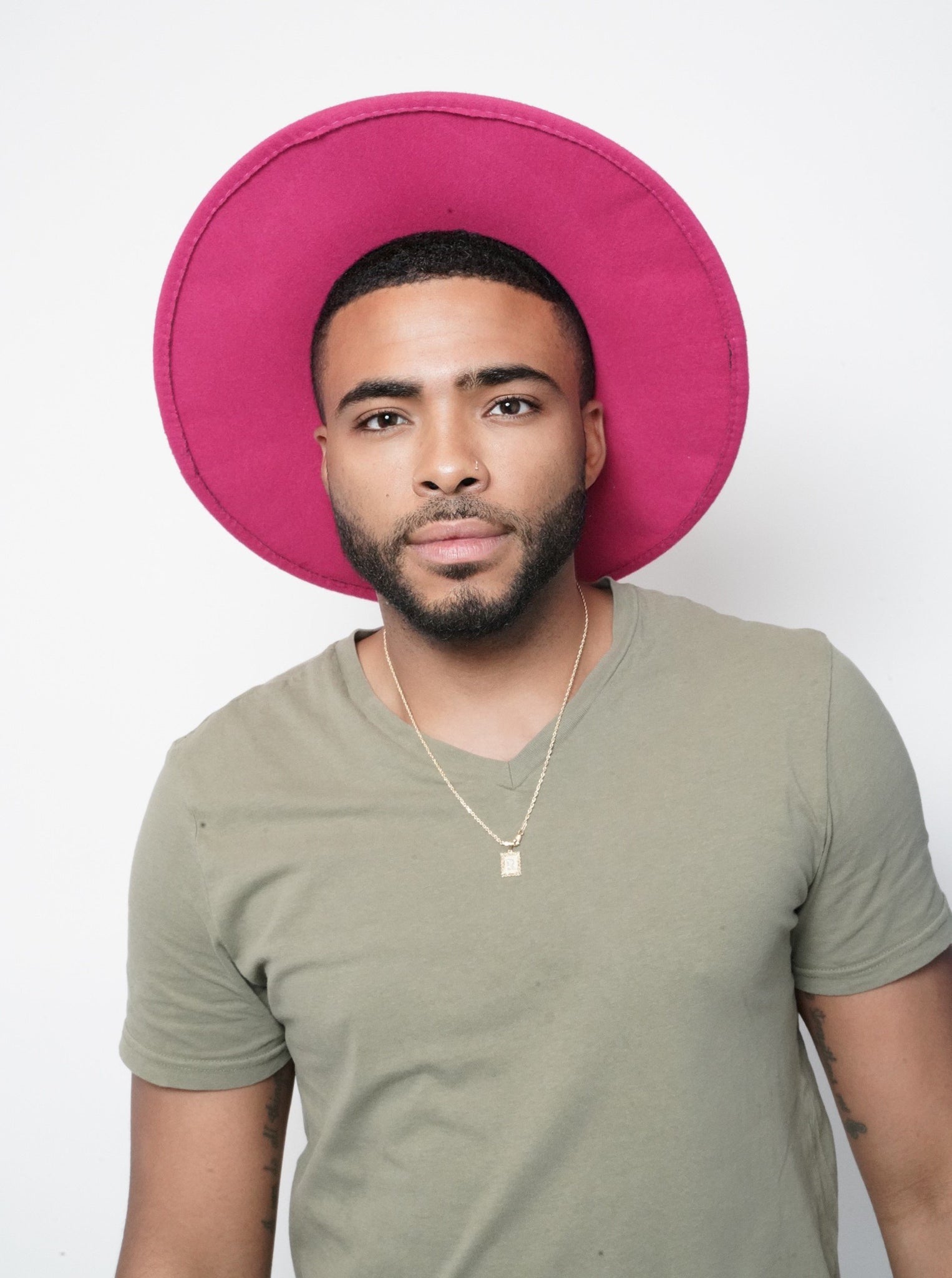 Hot Pink Fedora Wide Brim - truthBlack
