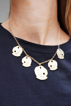 2 Faced Pendant Necklace - truthBlack