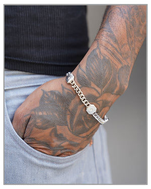 Octagon Silver Bracelet - truthBlack