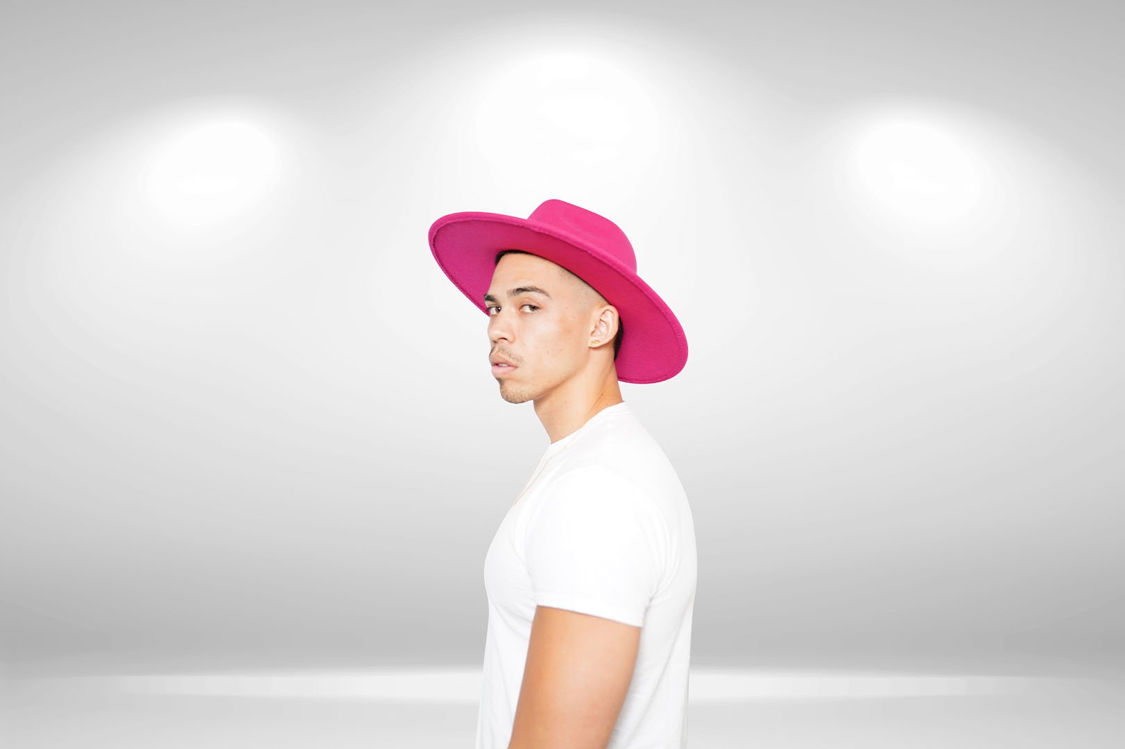 Hot Pink Wide Brim Fedora Hat