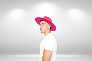 Hot Pink Wide Brim Fedora Hat
